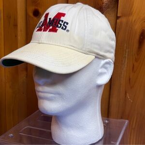 VTG. 90’s Ole Miss Hat University Mississippi Rebels Snapback Cap White USA Made